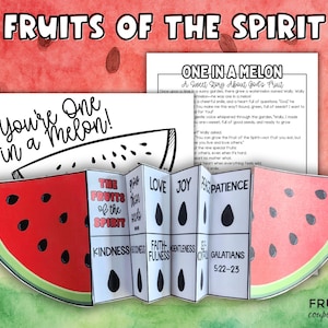 Watermelon Scripture Fruits of the Spirit Craft for Older Kids, VBS Printable Watermelon ...