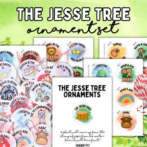 Jesse Tree Ornaments Printable Set, The Jesse Tree Advent Activity for Kids, Printable Jesus Tree Advent Calendar Christmas Bible Verses PDF
