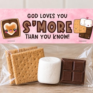 Christian Gift Tag S'mores Bag Topper Printable, Christian Bag Topper, S'mores Treat Bag, Sunday School Printable, Church Printable for Kids image 1