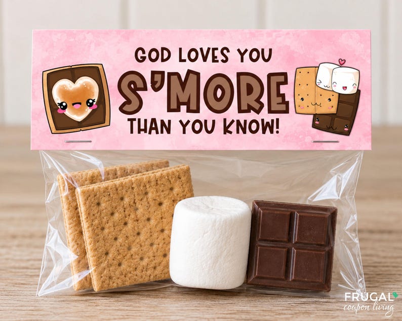 Christian Gift Tag S'mores Bag Topper Printable, Christian Bag Topper, S'mores Treat Bag, Sunday School Printable, Church Printable for Kids image 1