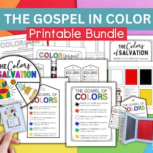 Gospel of Salvation Coloring Activities for Kids Printable Set , Salvation Lesson for Youth Colors of the Gospel Printable for Sunday School