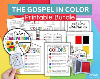 Gospel of Salvation Coloring Activities for Kids Printable Set , Salvation Lesson for Youth Colors of the Gospel Printable for Sunday School