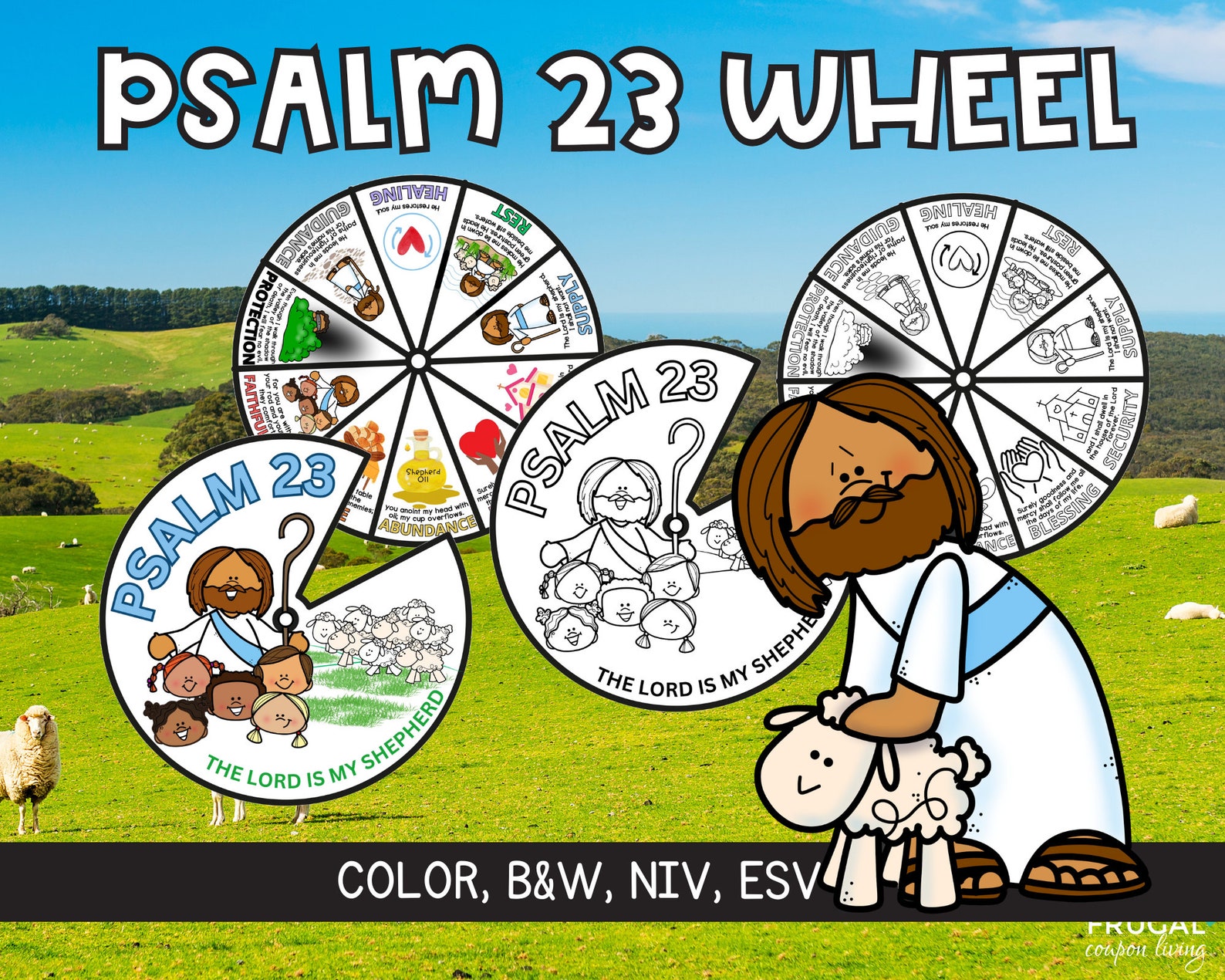 Psalm 23 Coloring Wheel Printable | the Lord is My Shepherd Bible Story ...