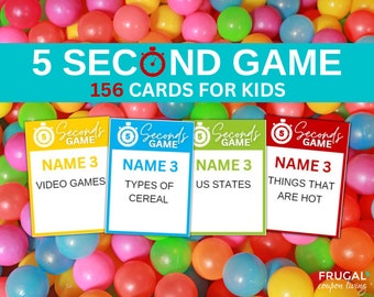 Jeu de 5 secondes pour les enfants | 156 cartes de jeu imprimables pour enfants | Jeu modifiable de 5 secondes pour enfants PDF | Activités amusantes pour les enfants à téléchargement immédiat