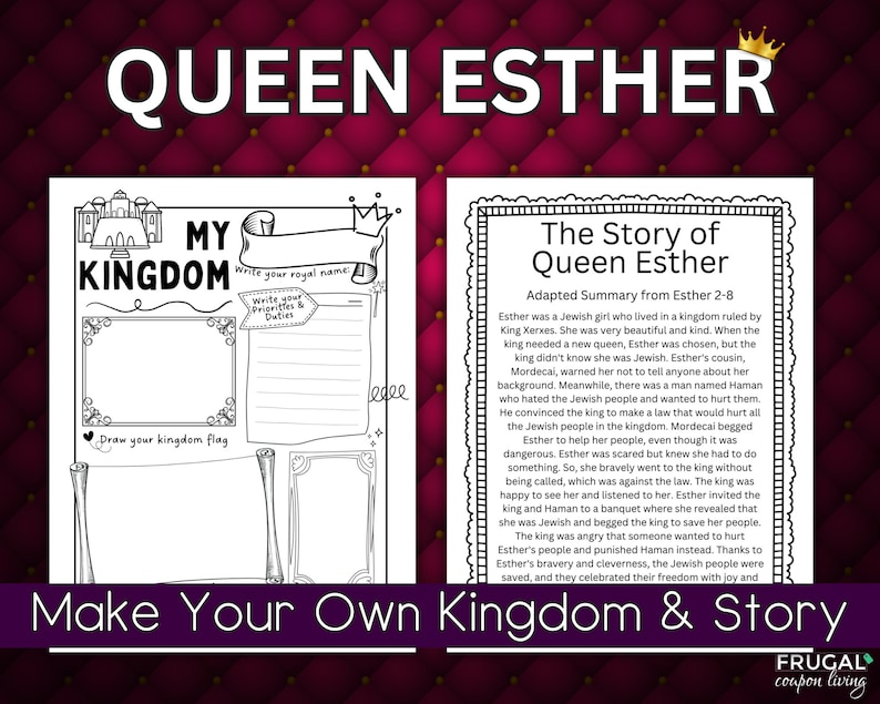 Queen Esther Activity Sheets, Bible Story Queen Esther Crafts for Kids Bible Class, Cute Esther Worksheets PDF Sunday School Lesson Plans image 5