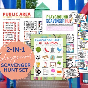 Park Scavenger Hunt Printable Set | 20 Playground Treasure Hunt Clues Riddles for Kids + Park Scavenger Hunt Checklist PDF Digital Download
