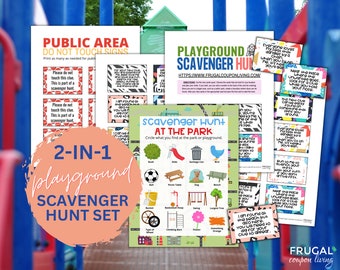 Park Scavenger Hunt Printable Set | 20 Playground Treasure Hunt Clues Riddles for Kids + Park Scavenger Hunt Checklist PDF Digital Download