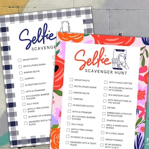 Selfie Scavenger Hunt, Editable Photo Scavenger Hunt for Public Places, Fun Team Scavenger Hunt Competition Printable PDF - Two Formats