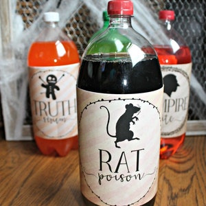 ハロウィンパーティー用ドリンクラベル（デジタルダウンロード）、不気味な2リットルソーダボトル用ハロウィン飲料ラベル印刷可能、Shocktails ハロウィンDIY 画像 2