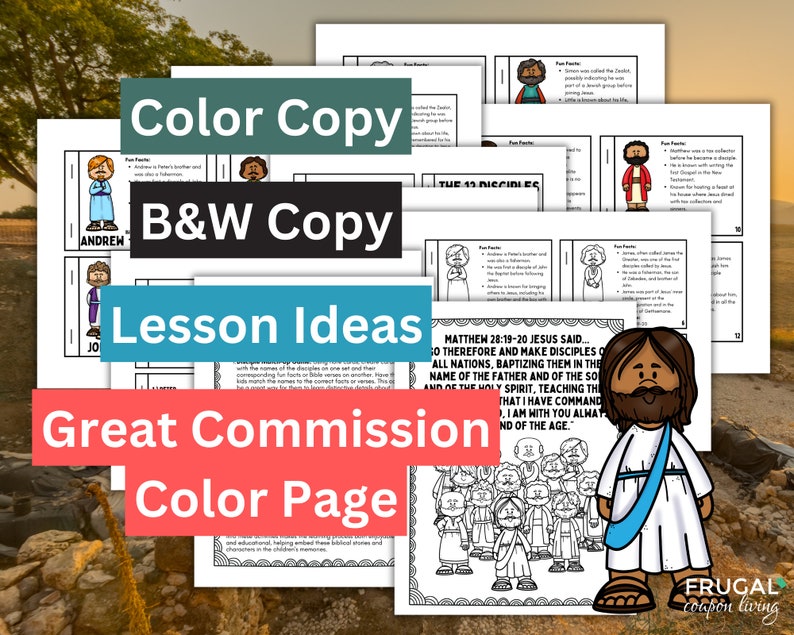 Pode incluir: Uma p&aacute;gina para colorir imprim&iacute;vel em preto e branco com Jesus e seus disc&iacute;pulos. O texto "Mateus 28:19-20 Jesus disse... Portanto, v&atilde;o e fa&ccedil;am disc&iacute;pulos de todas as na&ccedil;&otilde;es, batizando-os em nome do Pai e do Filho e do Esp&iacute;rito Santo, ensinando-os a obedecer a tudo o que eu ordenei a voc&ecirc;s. E eu estou com voc&ecirc;s todos os dias, at&eacute; o fim dos tempos." est&aacute; inclu&iacute;do na p&aacute;gina.