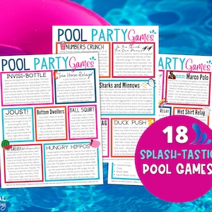 Splash-tastic Pool Party Games Printable | 18 of the Best Swimming Pool Games for Teens, Kids, Youth, Adults | Water Games Digital Download