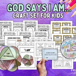 My Identity in Christ Craft Set for Kids, God Says I Am Scriptures Set, Biblical Affirmations for Self Esteem Activity Set for Sunday School
