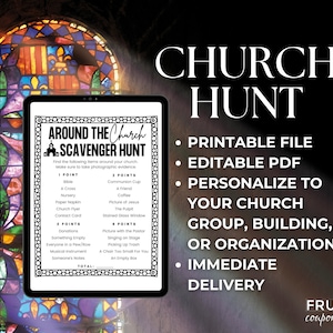 Editable Church Scavenger Hunt Ideas, Personalized Church Treasure Hunt ...