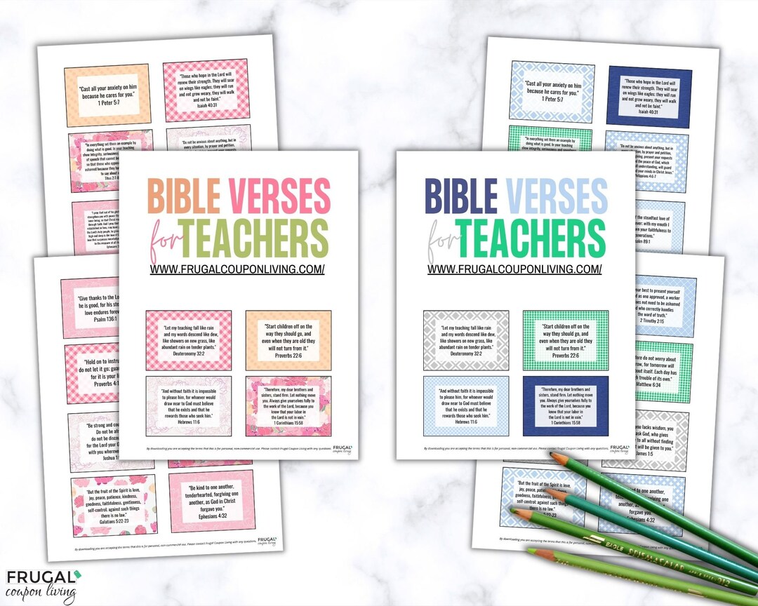 20 Encouraging Printable Scripture Cards | Sunday School Teacher Gift | Memory Bible Verse Cards ...
