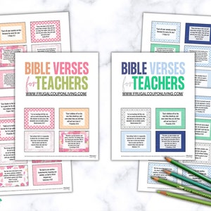 20 cartes d'Écritures imprimables encourageantes | Cadeau de professeur d'école du dimanche | Cartes de versets bibliques à mémoire pour les enseignants | Cadeau de parrainage de confirmation