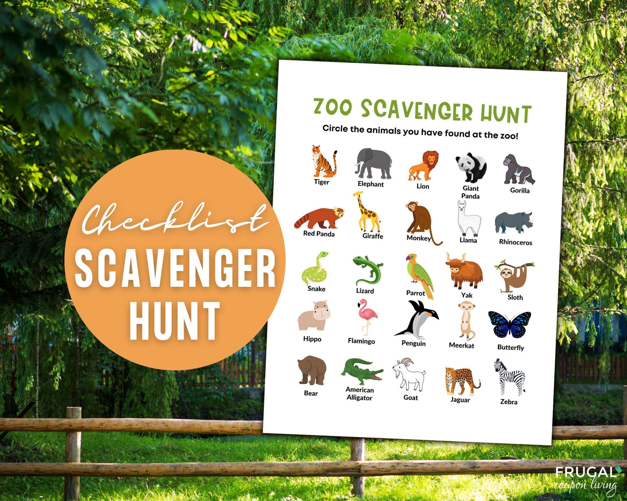 Zoo Scavenger Hunt Printable Popular Zoo Animals Scavenger Etsy