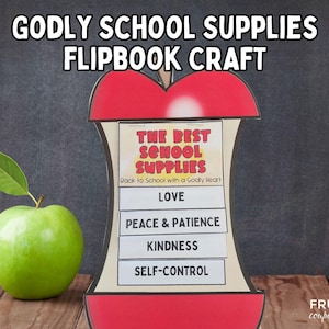 The Best School Supplies Apple Flipbook, Back to School Christian Craft for Kids, Printable Bible Activity for Sunday School or Homeschool