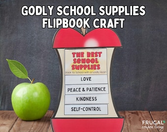 The Best School Supplies Apple Flipbook, Back to School Christian Craft for Kids, Printable Bible Activity for Sunday School or Homeschool