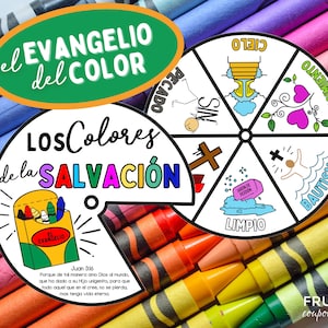 Rueda Para Colorear Del Evangelio De La Salvación En Español, La Rueda Del Evangelio De Colores Escuela Dominical, Los Colores De La Salvación Imprimible (Versión En Español)