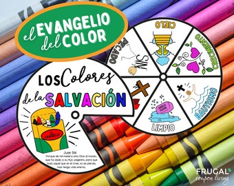 Gospel of Salvation Coloring Wheel Spanish, The Color Gospel Wheel Sunday School, Los Colores De la Salvación Printable (Spanish Version)