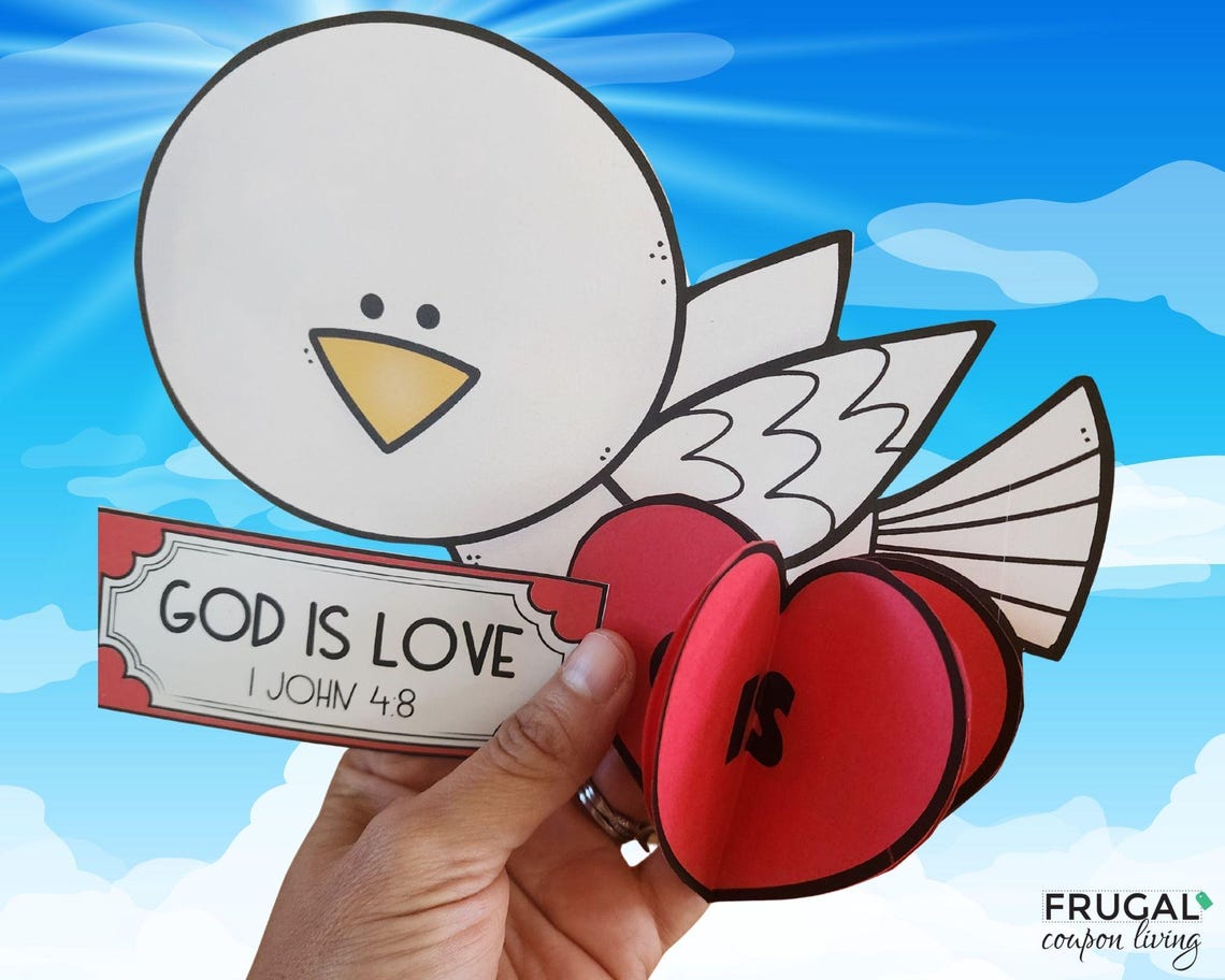 God is Love Dove Craft, 1 John 4:8 Bible Verse on Love Activity Set ...