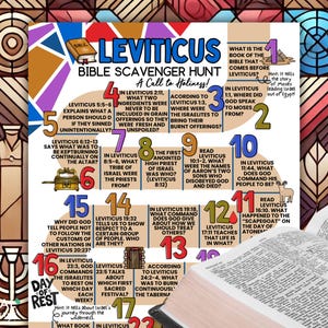 Leviticus Bible Scavenger Hunt, Old Testament Bible Trivia Printable, Book of Leviticus Bible Study, The Tabernacle Bible Trivia Questions