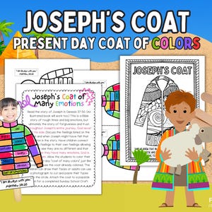 Joseph&#39;s Coat of Many Colors Craft, Joseph Bible Story Lesson, Sunday School Joseph the Dreamer Genesis 37-50, Feelings & Emotions for Kids