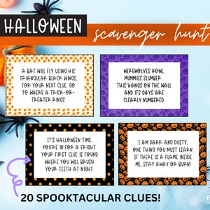 Halloween Scavenger Hunt for Kids | Indoor Outdoor Halloween Treasure Hunt Clues | Fun Halloween Printable Games for Kids | Halloween Party