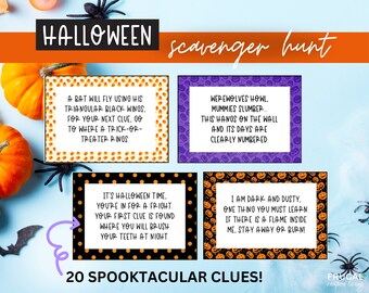 Halloween Scavenger Hunt for Kids, Indoor & Outdoor Halloween Treasure Hunt Clue Cards, Fun Halloween Printable Games, Halloween Party Fun