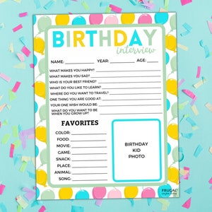 Birthday Interview Printable All About You Kids Birthday - Etsy