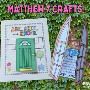 Ask Seek Knock Craft for Kids, Sermon on the Mount Sunday School Set of 2 Door Crafts, Matthew 7:7-8 &quot;The Door will be Opened&quot; Activity