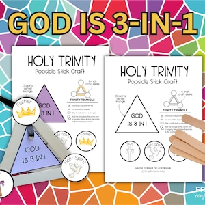 Holy Trinity Triangle Stick Craft, God is 3-in-1 Father, Son, Holy Spirit Activity for Kids, Trinity Triangle Symbol, Holy Trinity Download