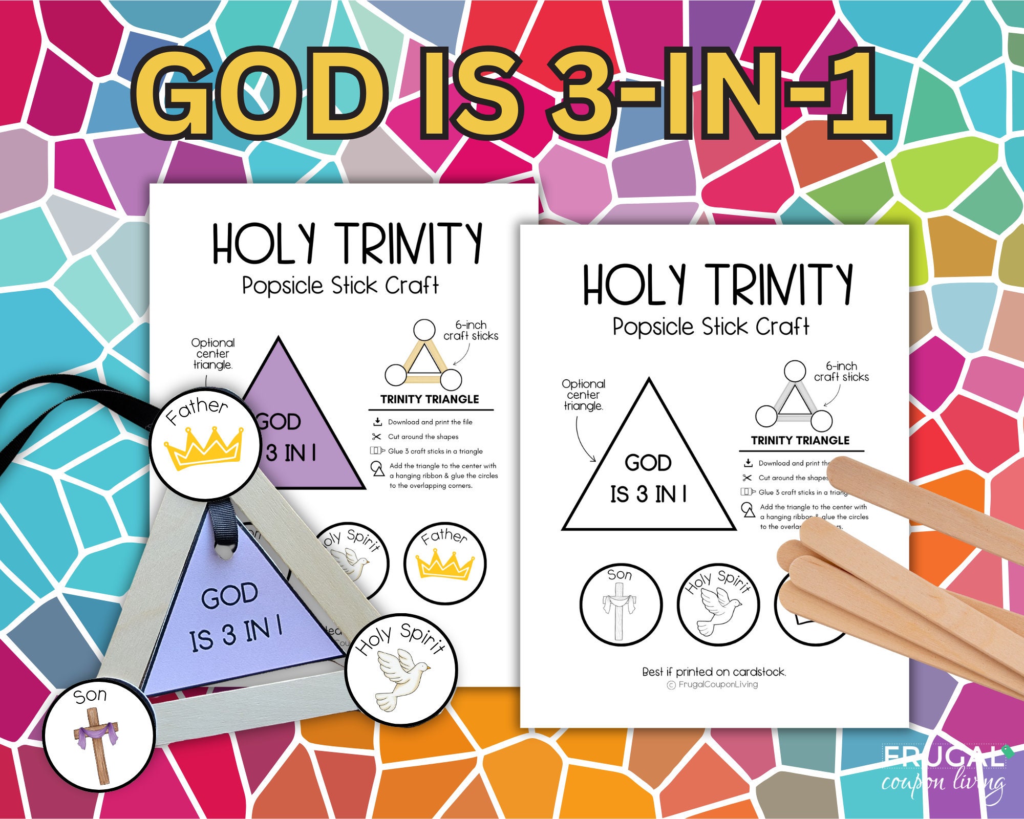 43 Dive into Fun with These Easy Popsicle Stick Crafts for Kids 33 Holy Trinity Triangle Stick Craft, God is 3-in-1 Father, Son, Holy…