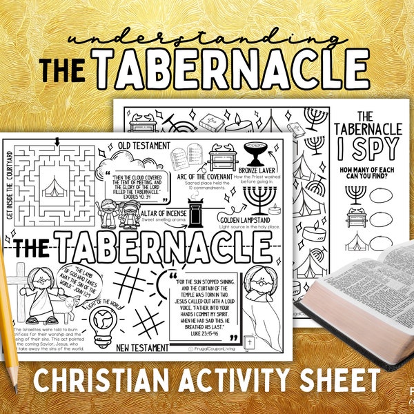 The Tabernacle of Moses PDF Explained - Printable Activity Mat & Coloring Page, Tabernacle in Exodus Sunday School Lesson Activity for Kids