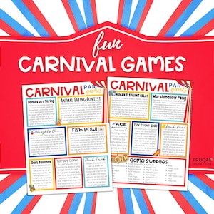 Carnival Party Games Printable |  Circus Birthday Party Activities for Kids |  DIY Carnival Birthday Party Ideas | Carnival Digital Download