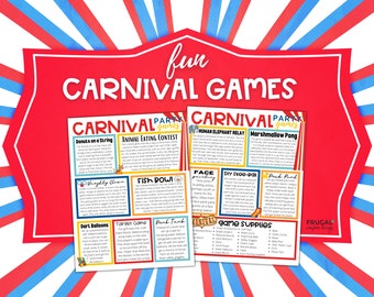 Carnival Party Games Printable |  Circus Birthday Party Activities for Kids |  DIY Carnival Birthday Party Ideas | Carnival Digital Download
