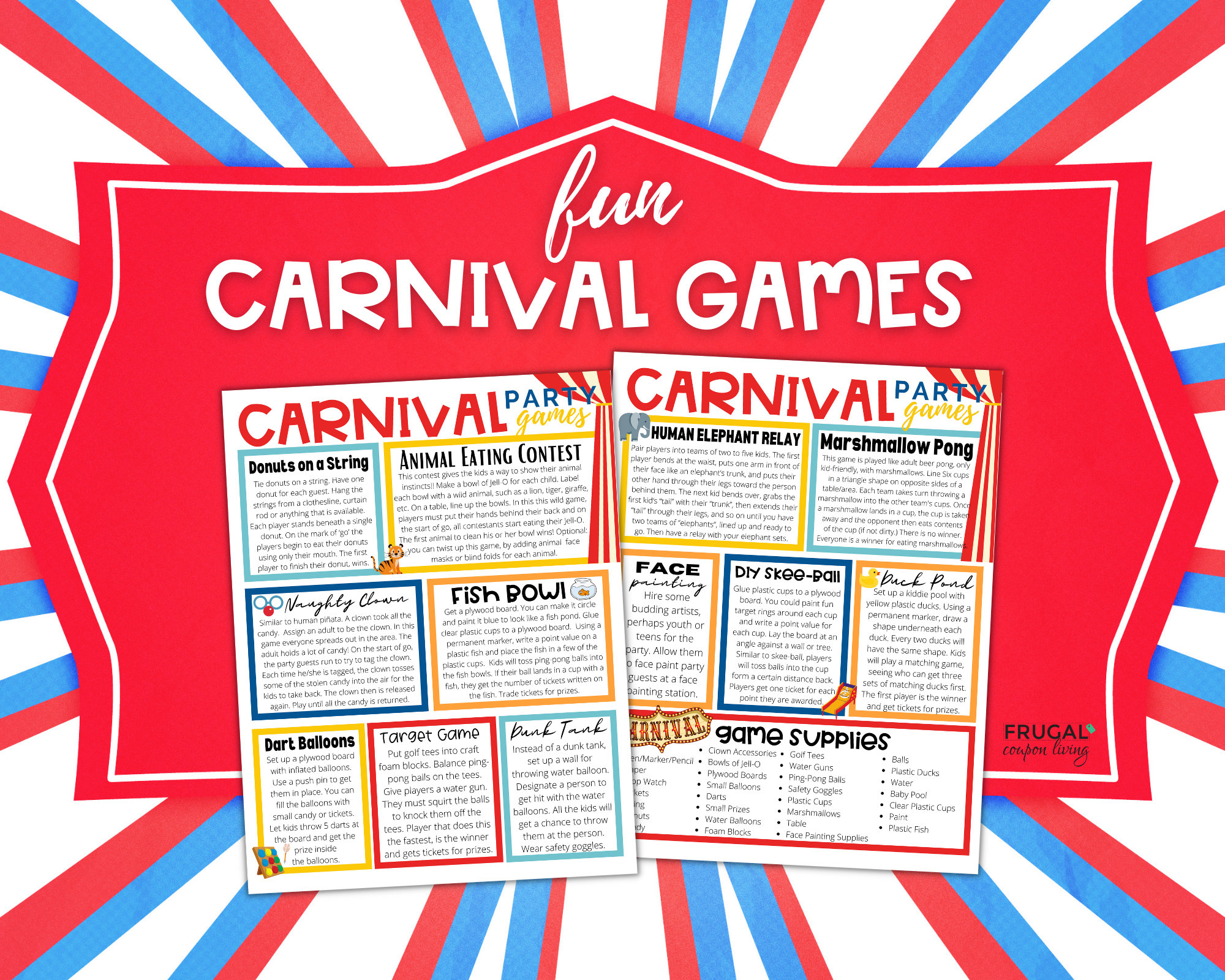 Carnival Party Games Printable Circus Birthday Party Activities for Kids  DIY Carnival Birthday Party Ideas Carnival Digital Download 