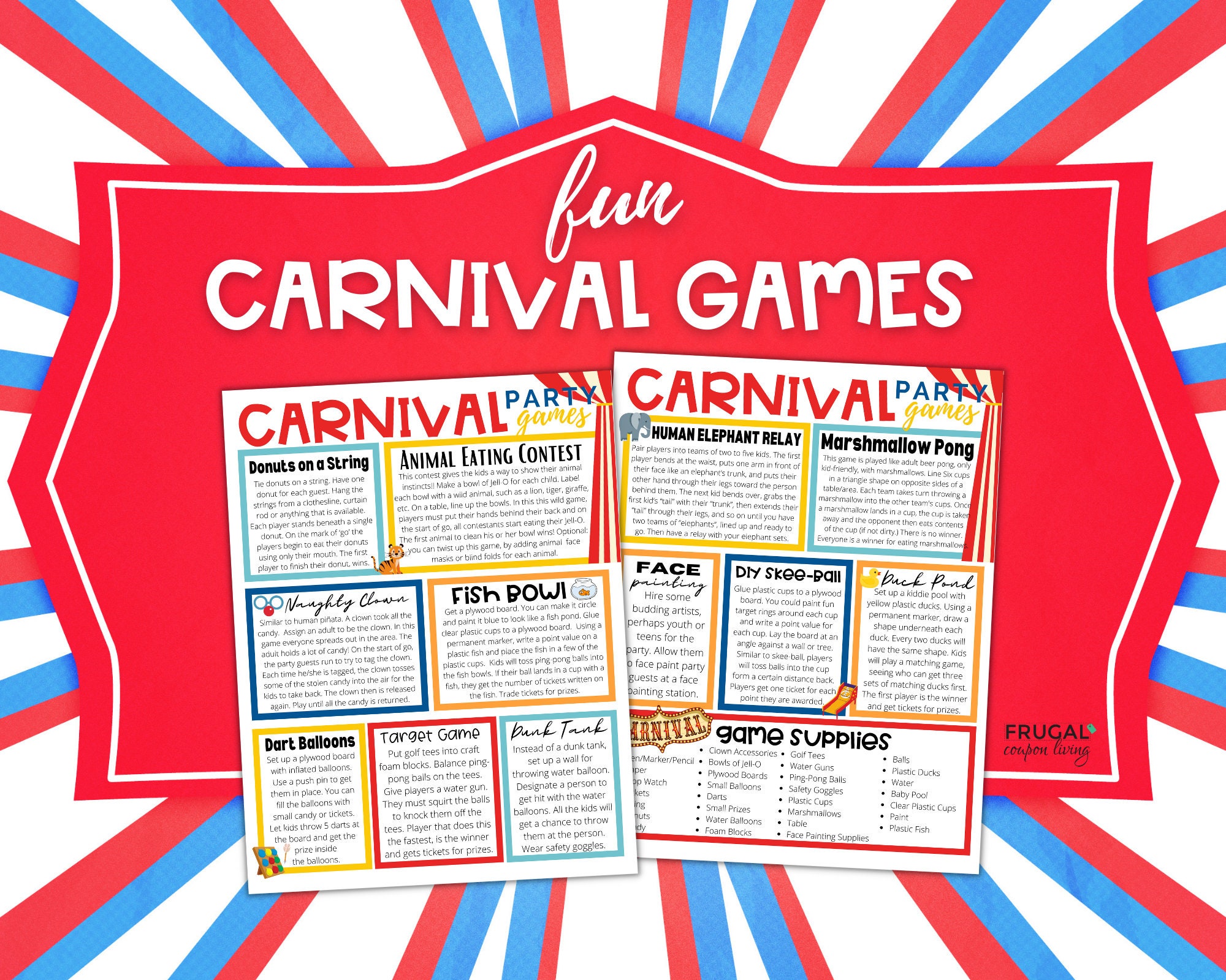 Carnival Party Games Printable Circus Birthday Party Activities for Kids  DIY Carnival Birthday Party Ideas Carnival Digital Download 