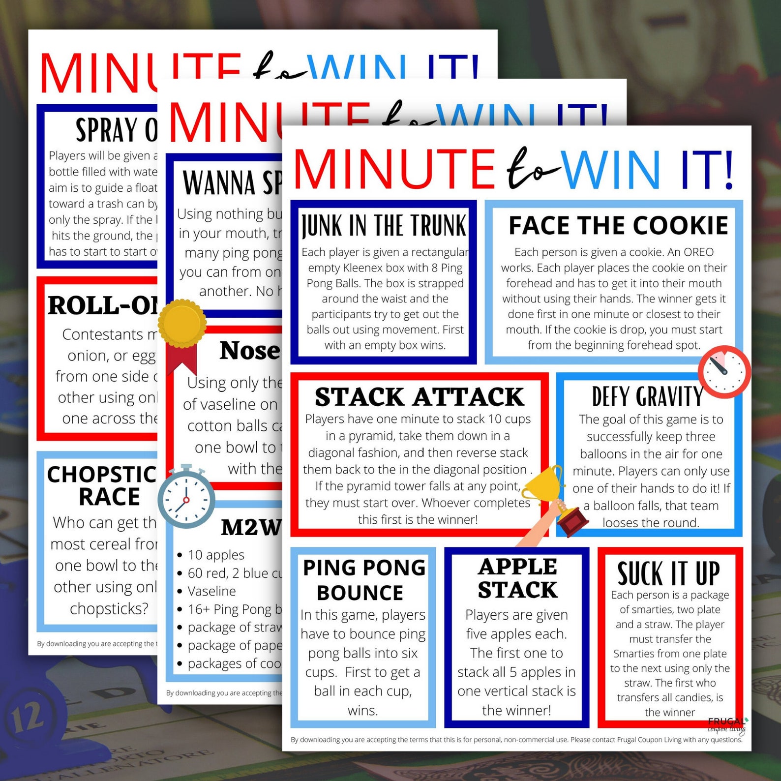 Minute to Win It Games Directions & Supply List 18 Party Etsy
