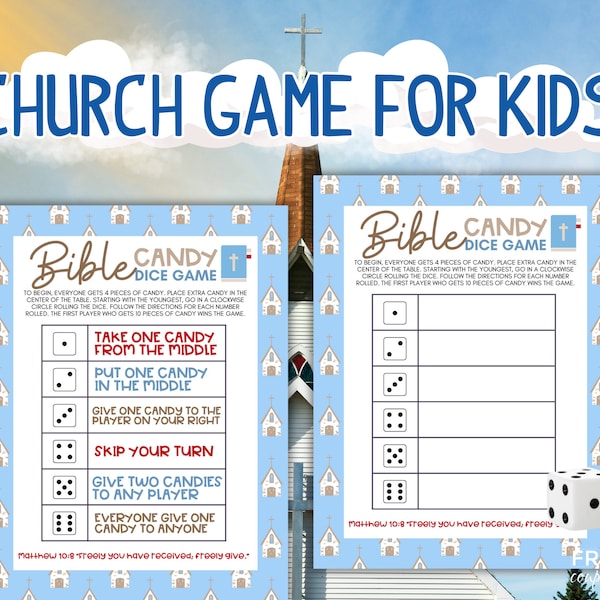 Candy Dice Game for Church | Editable Dice Game Printable Sunday School Activity | Fun Activity Left Right Game | Printable Games for Kids