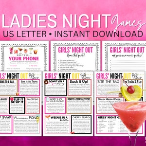 Girls Night Games Printable, 17 Ladies Night Out Games, Galentine&#39;s Day Party Games, Girls Night Out Games for Adults, Fun Games for Women