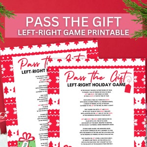 Afdrukbaar spel met cadeau voor feestdagen | Feestspel voor groepsvakanties | Links Rechts Spel Kerst | Pdf-bestand cadeau-uitwisseling pakket doorgeven