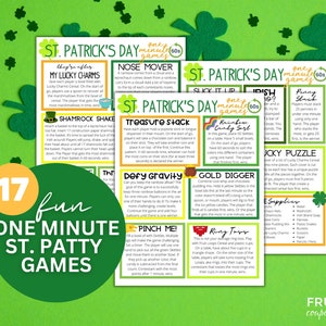 Utskrivbara St. Patrick's Day-spel, 17 roliga St. Patrick's Day-minutspel, 60-sekundersutmaningar och spel för fest, familj eller klassrum bild 1