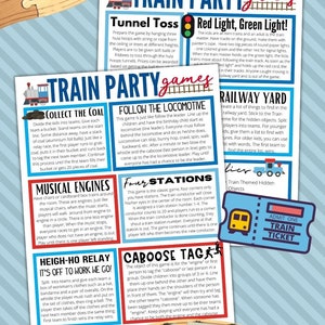 Train Birthday Party Games Directions & Supply List | 10 Train Party Games for Kids | Train Party Activities Digital Download Printable PDF