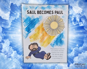 Conversion of Saul Art for Kids, Saul Becomes Paul Bible Craft, Paul the Apostle Activity, Story of Acts 9 + 2 Corinthians 5:17 New Creation