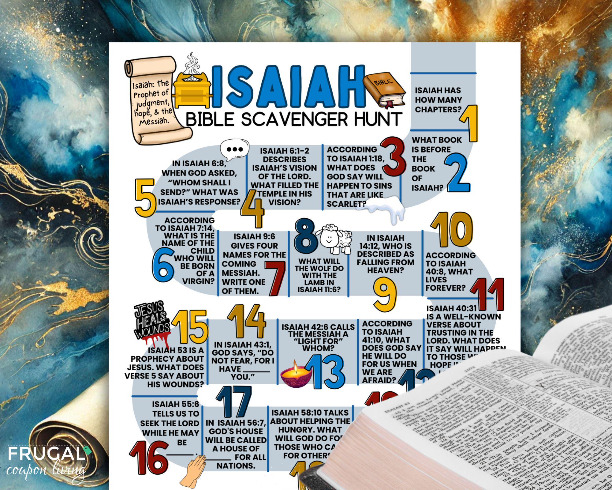 Isaiah Bible Scavenger Hunt, Isaiah the Prophet Activity, Major