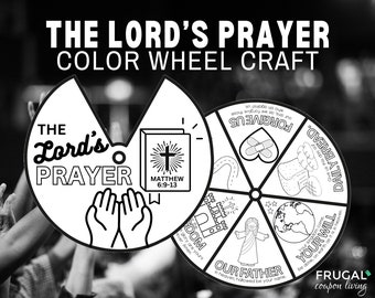 The Lord's Prayer Wheel for Kids | Teaching the Lord's Prayer Matthew 6:9-13 Our Father Coloring Wheel | Kids' Bible Lesson Sunday School