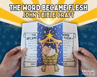 The Word Became Flesh Scroll Craft John 1, Nativity Bible Craft for Kids, Baby Jesus Christmas Sunday School Interactive Activity for Kids