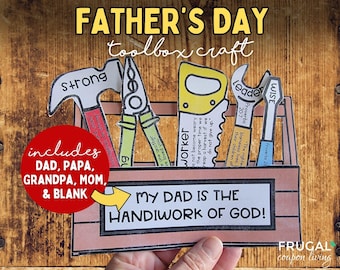 Christian Father's Day Bible Craft for Kids, Sunday School Activity + Fatherless Option, Children's Church Father's Day Toolbox Gift for Dad