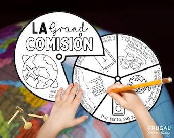 Spanish Great Commission Craft for Kids, Matthew 28:19-20 Bible Color Wheel, La Gran Comisión NVI, Spanish Sunday School Activity Printable
